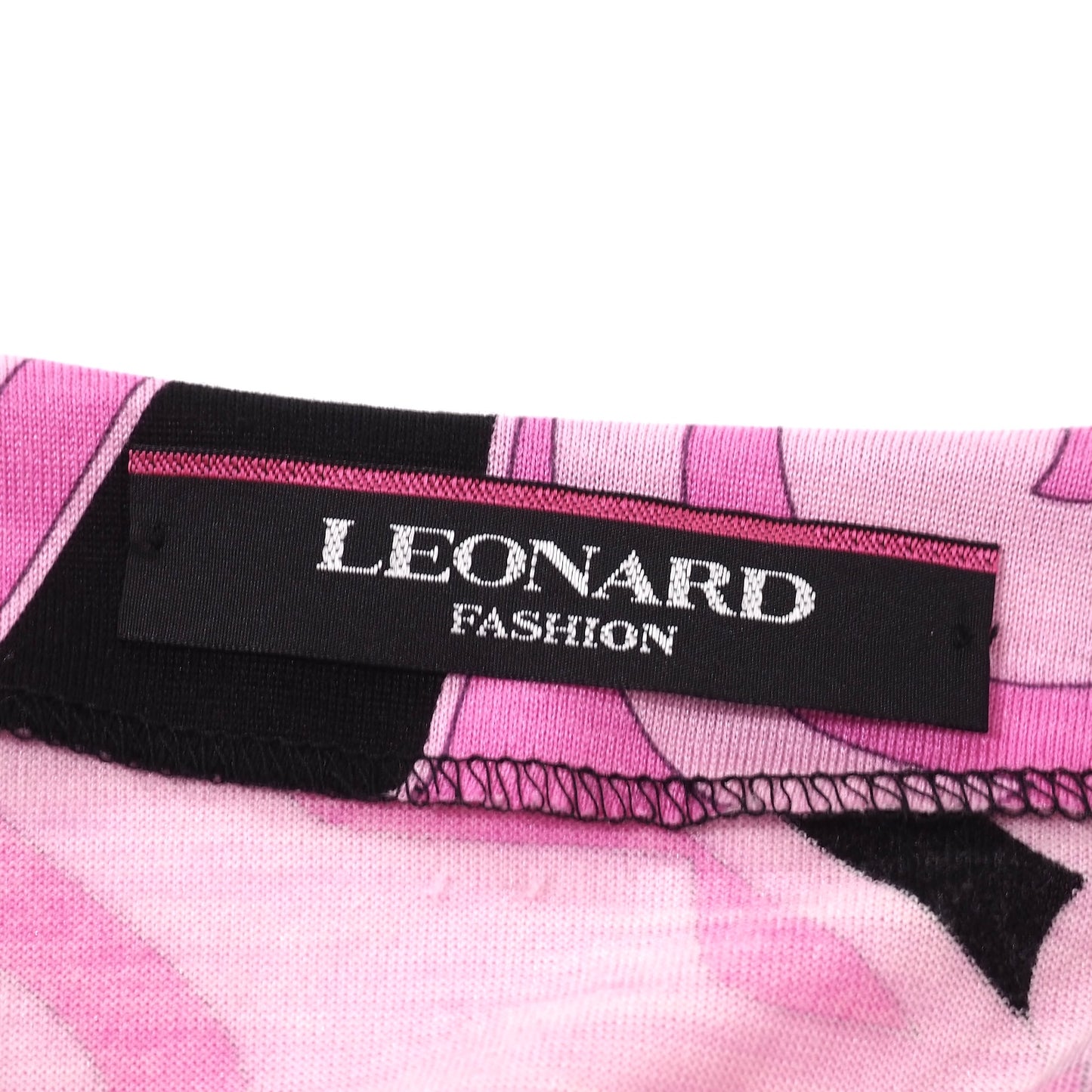美品 レオナール LEONARD ウール シルク ワンピース 40 総柄 ピンク レディース 正規品 5-ZI021
