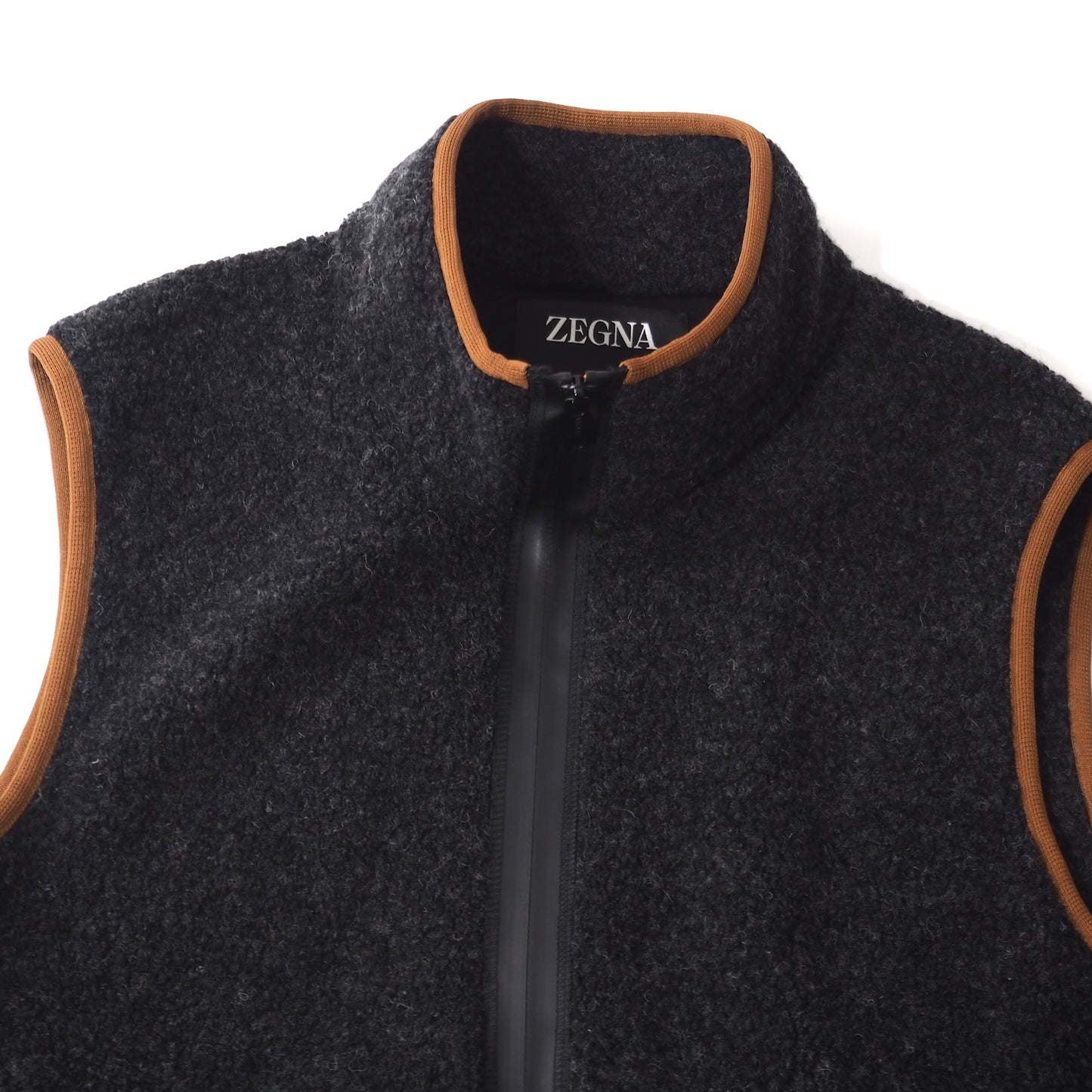 美品 ゼニア ZEGNA 現行 ノースリーブ フリース ジャケット M ダークグレー メンズ 正規品 5-ZI022