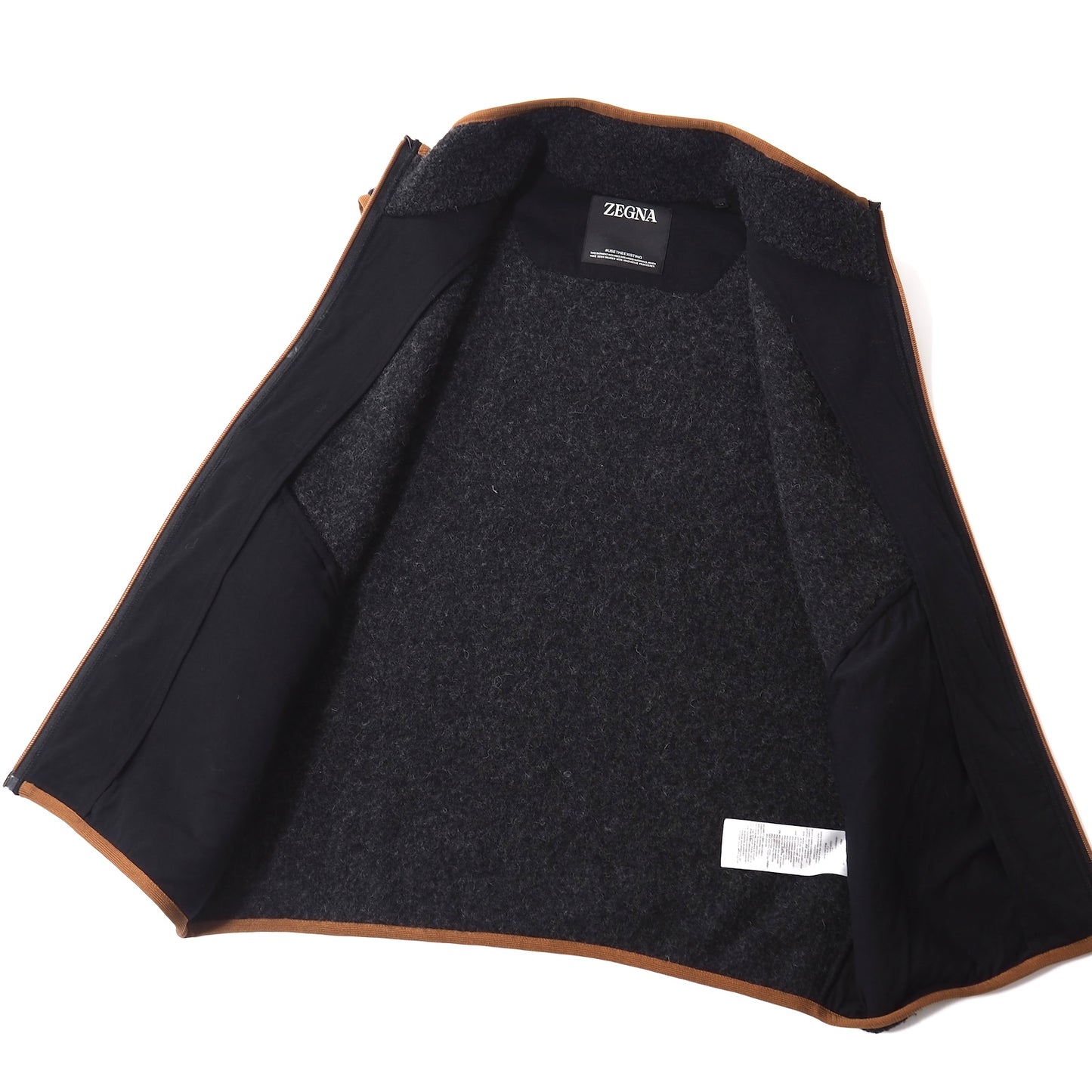 美品 ゼニア ZEGNA 現行 ノースリーブ フリース ジャケット M ダークグレー メンズ 正規品 5-ZI022