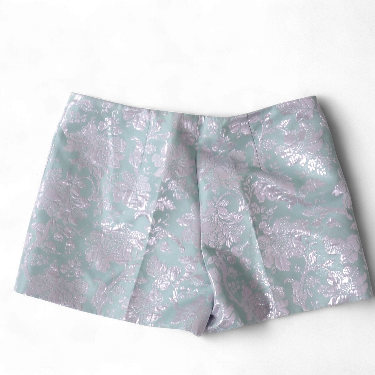 美品 ミュウミュウ MIUMIU ジャガード 花柄 ショートパンツ 42 ライトブルー レディース 正規品 5-ZJ001