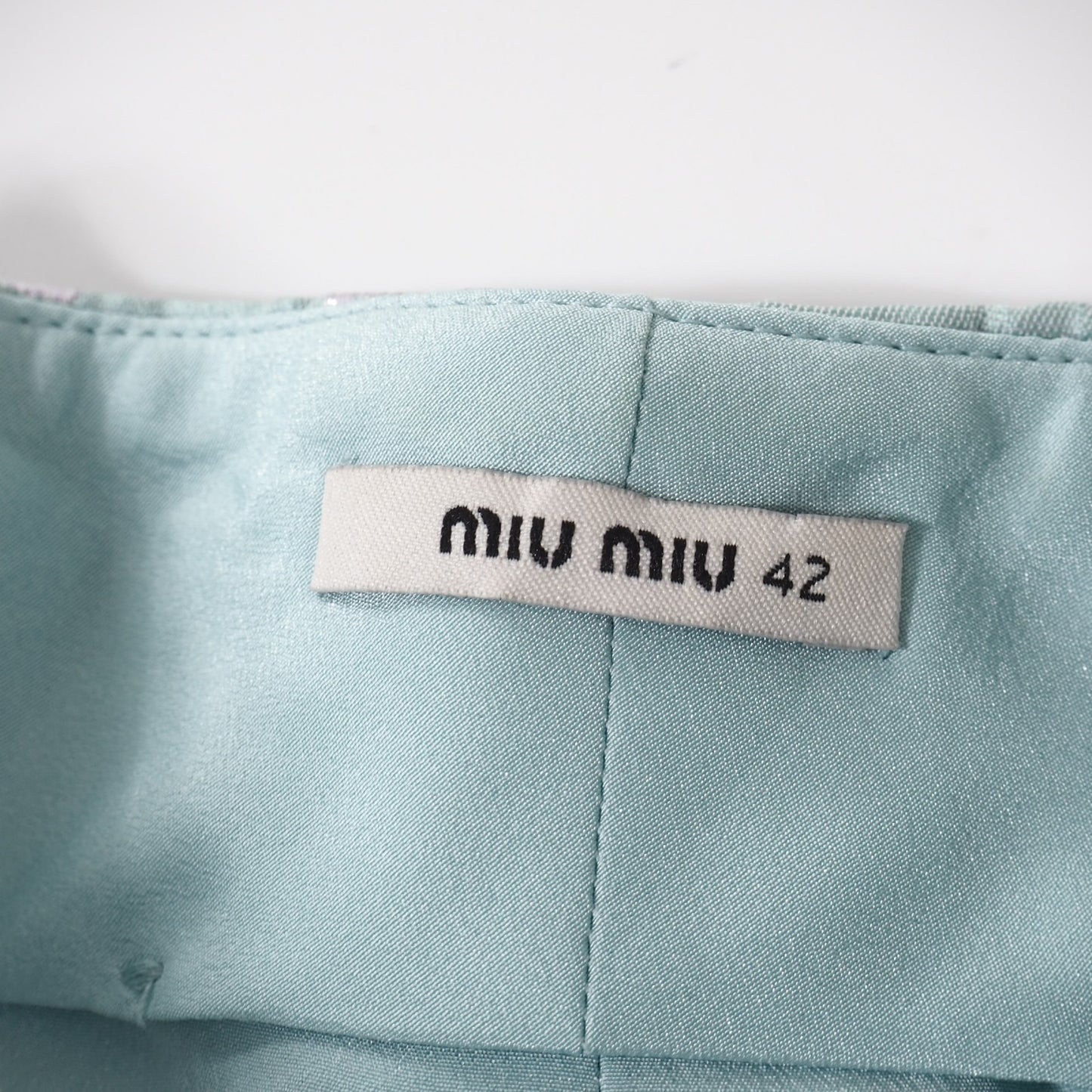 美品 ミュウミュウ MIUMIU ジャガード 花柄 ショートパンツ 42 ライトブルー レディース 正規品 5-ZJ001