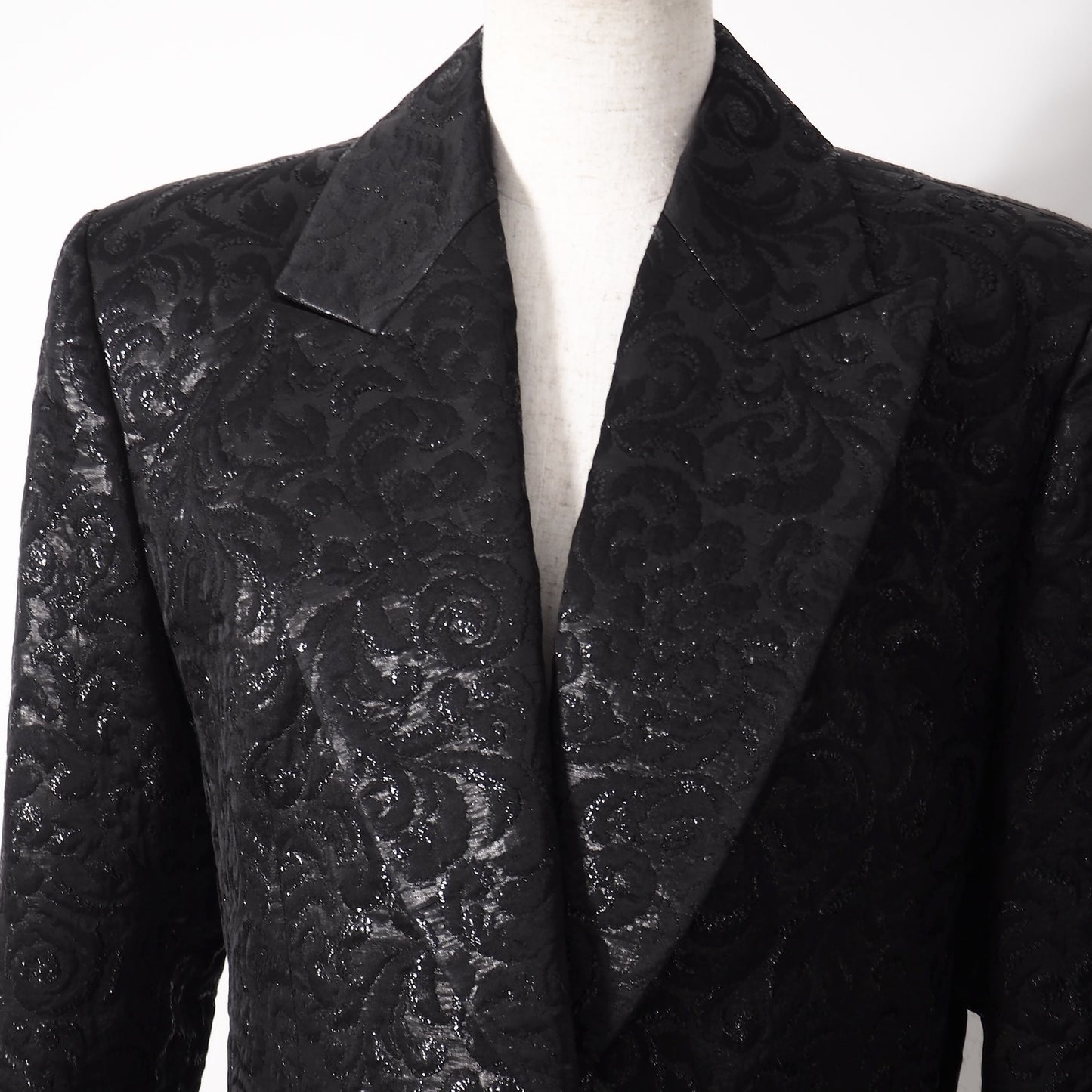 極美品 セリーヌ CELINE フランス製 ヴィンテージ ジャガード ジャケット 42 ブラック 花柄 レディース 正規品 5-ZJ002