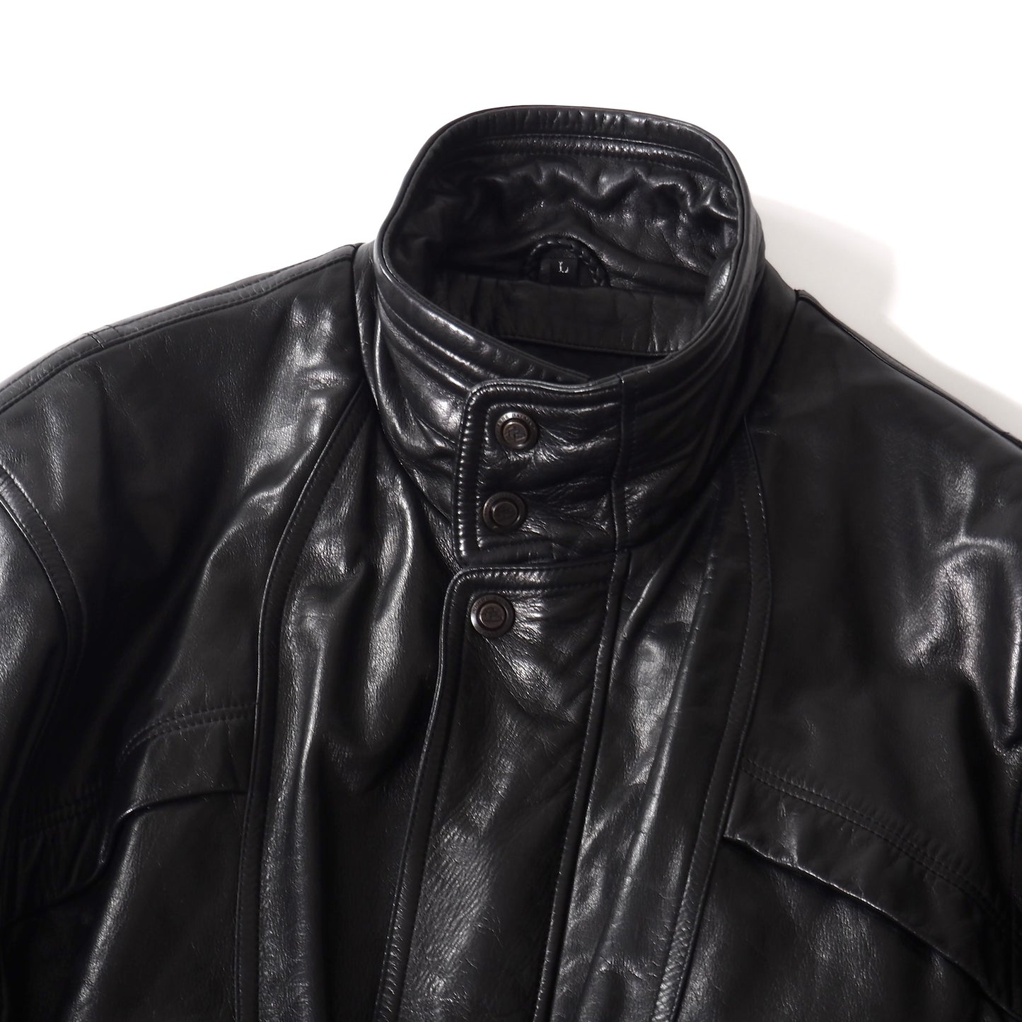 美品 ピエールバルマン PIERRE BALMAIN フルジップ ラムレザー ジャケット L ブラック メンズ 正規品 5-ZJ008