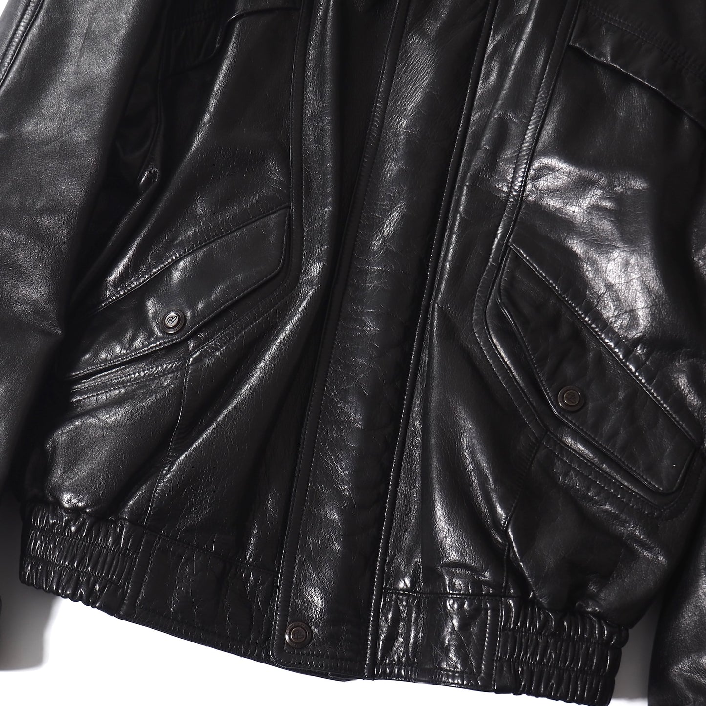 美品 ピエールバルマン PIERRE BALMAIN フルジップ ラムレザー ジャケット L ブラック メンズ 正規品 5-ZJ008