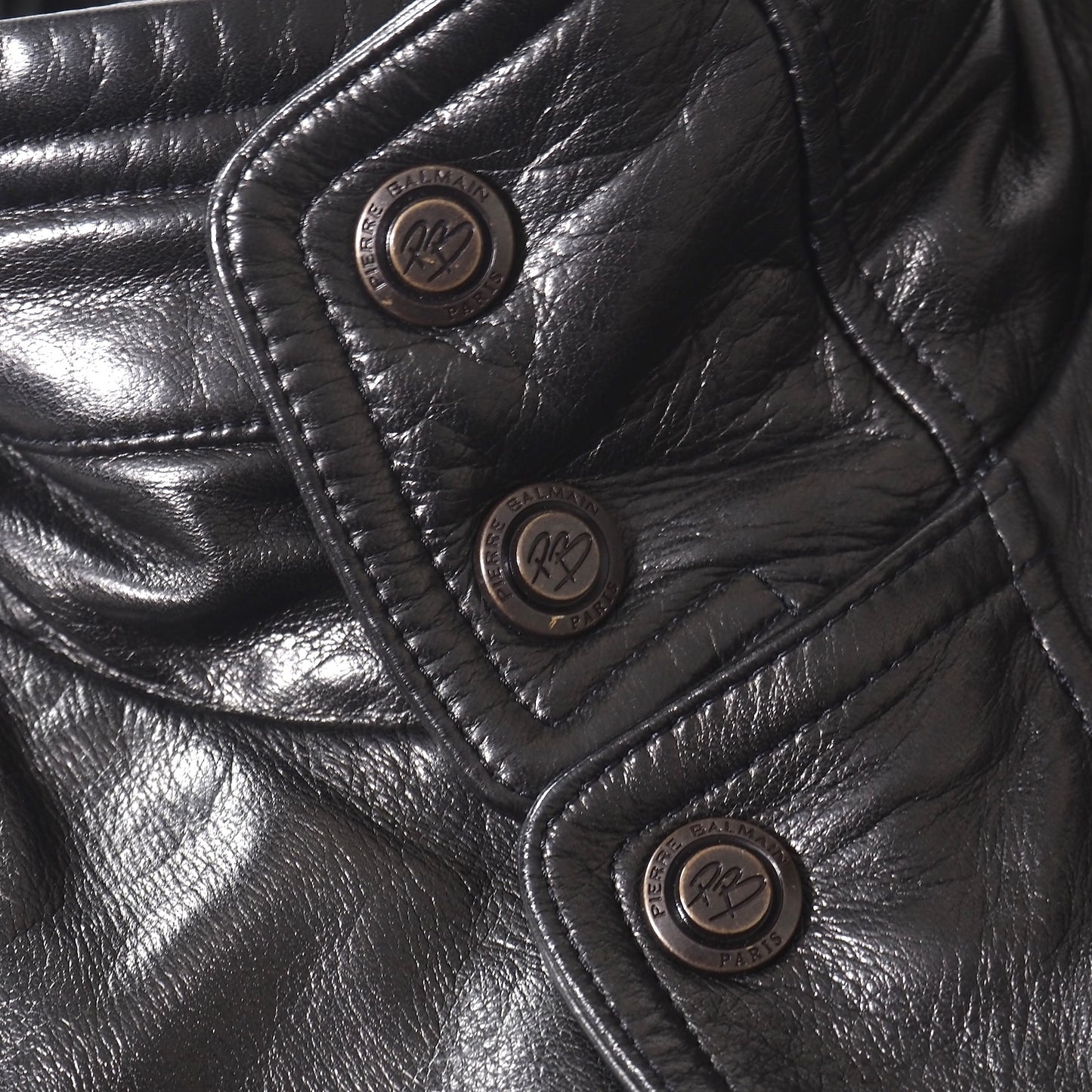 美品 ピエールバルマン PIERRE BALMAIN フルジップ ラムレザー ジャケット L ブラック メンズ 正規品 5-ZJ008