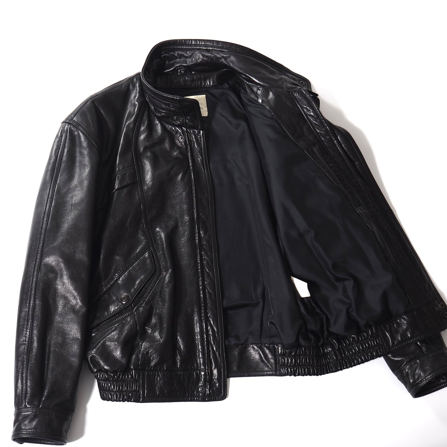 美品 ピエールバルマン PIERRE BALMAIN フルジップ ラムレザー ジャケット L ブラック メンズ 正規品 5-ZJ008
