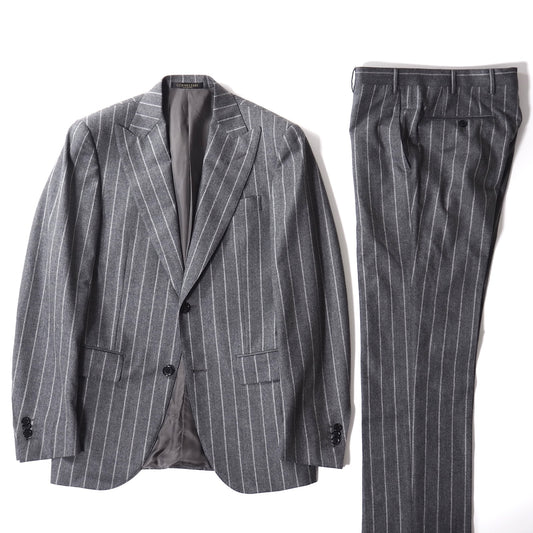 良品 コルネリアー二 CORNELIAN イタリア製 ウール ピークド スーツ ジャケット パンツ 46 グレー メンズ 正規品 5-ZJ009