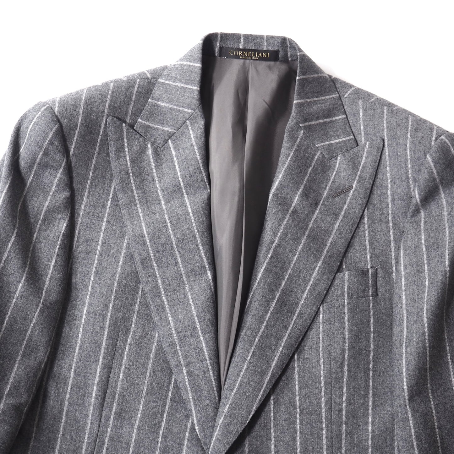 良品 コルネリアー二 CORNELIAN イタリア製 ウール ピークド スーツ ジャケット パンツ 46 グレー メンズ 正規品 5-ZJ009