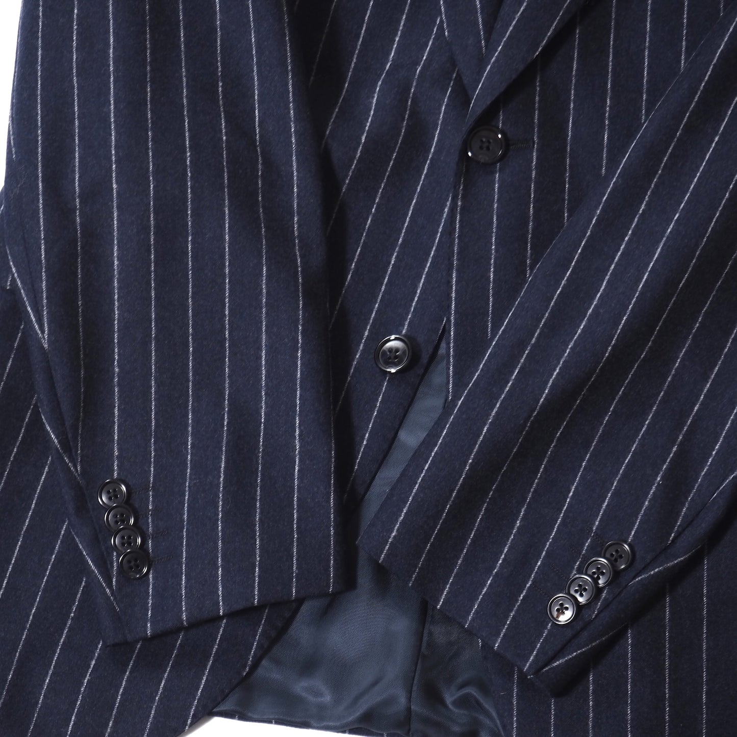 美品 コルネリアーニ CORNELIANI イタリア製 Super 120's ヴァージンウール ピークド セットアップスーツ 46 ネイビー メンズ 正規品 5-ZJ010