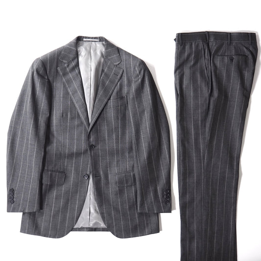美品 ブリッラ ペル イル グスト Brilla per il gusto ウール ストライプ スーツ ジャケット パンツ 46 グレー メンズ 正規品 5-ZJ011