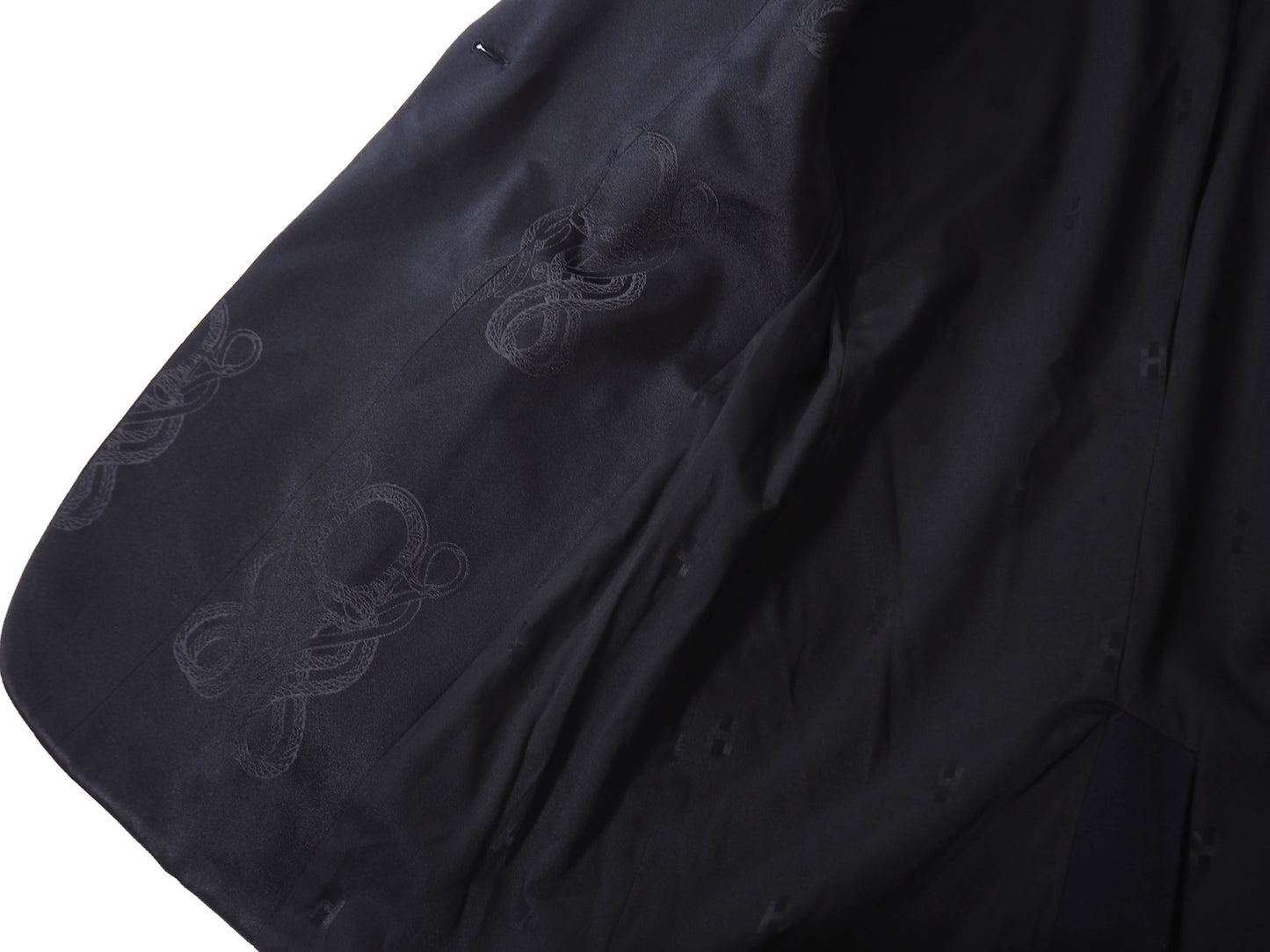 美品 エルメス HERMES 18年製 襟シルク ジャガード ヴァージンウール ジャケット 36 ネイビー レディース 正規品 5-ZJ014