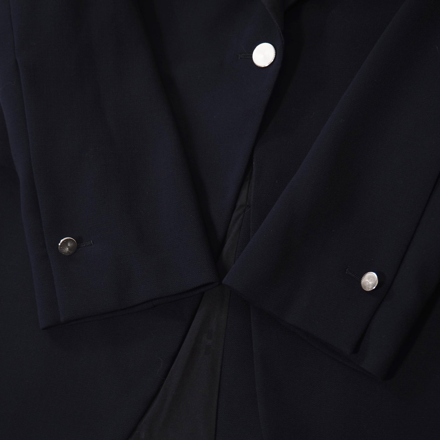 美品 エルメス HERMES 18年製 襟シルク ジャガード ヴァージンウール ジャケット 36 ネイビー レディース 正規品 5-ZJ014