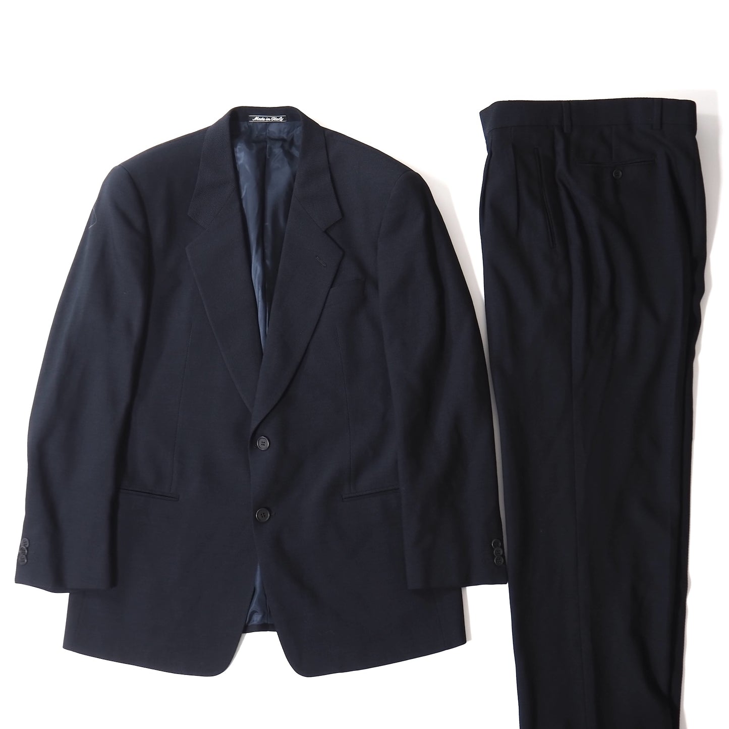 美品 ジョルジオアルマーニ Giorgio Armani ヴィンテージ イタリア製 ウールシルク セットアップ スーツ 50 ブラック メンズ 正規品 5-ZJ016