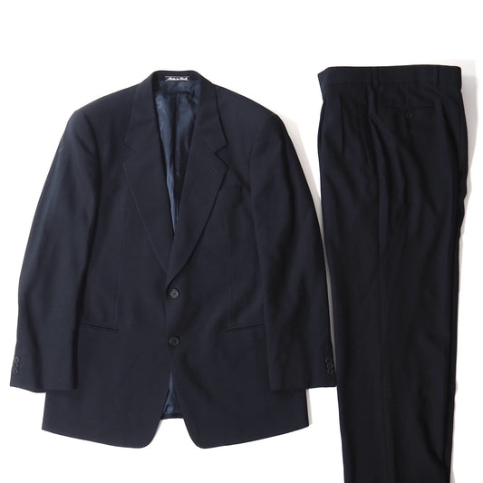 美品 ジョルジオアルマーニ Giorgio Armani ヴィンテージ イタリア製 ウールシルク セットアップ スーツ 50 ブラック メンズ 正規品 5-ZJ016