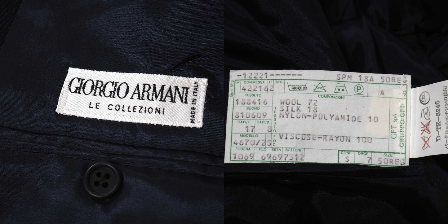 美品 ジョルジオアルマーニ Giorgio Armani ヴィンテージ イタリア製 ウールシルク セットアップ スーツ 50 ブラック メンズ 正規品 5-ZJ016