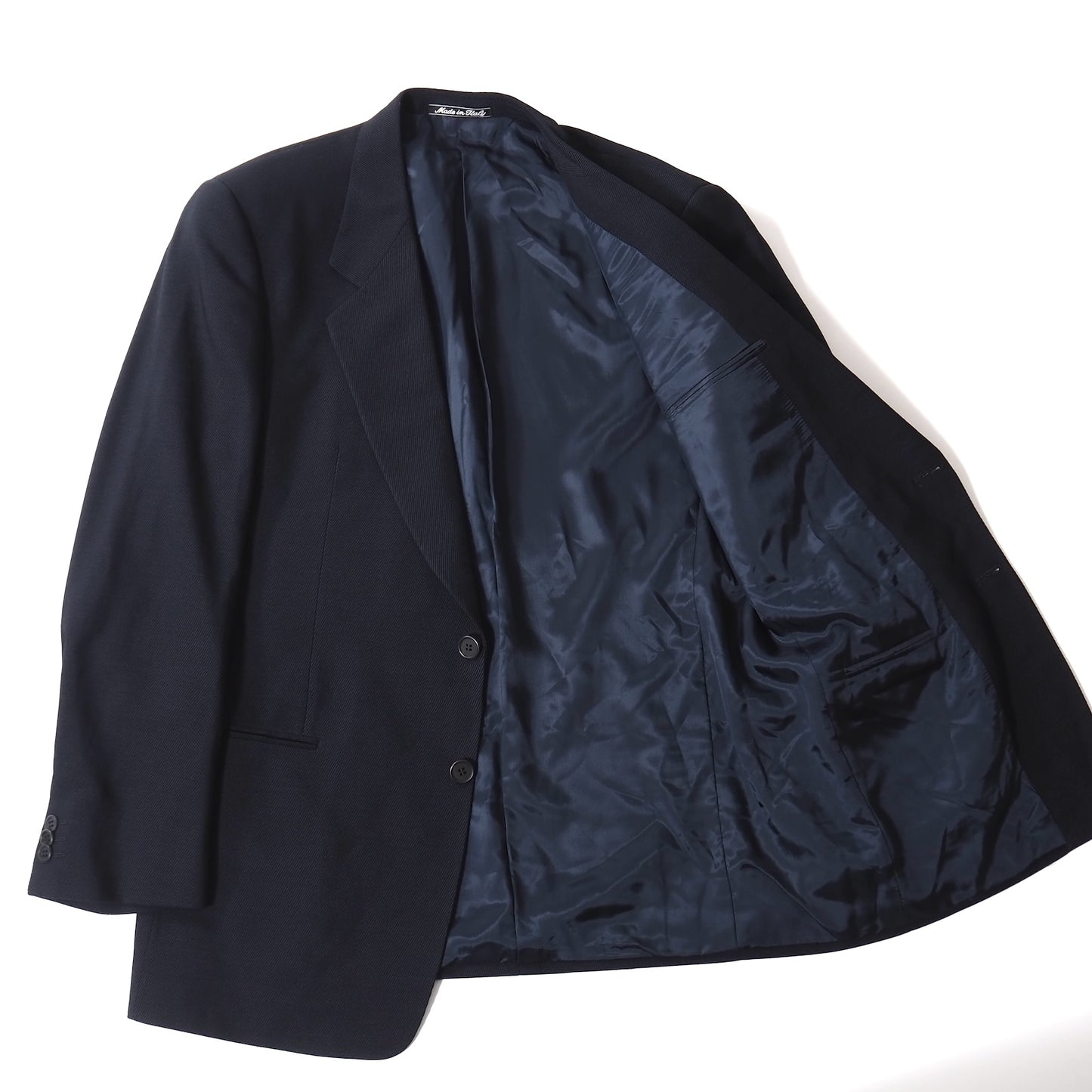 美品 ジョルジオアルマーニ Giorgio Armani ヴィンテージ イタリア製 ウールシルク セットアップ スーツ 50 ブラック メンズ 正規品 5-ZJ016
