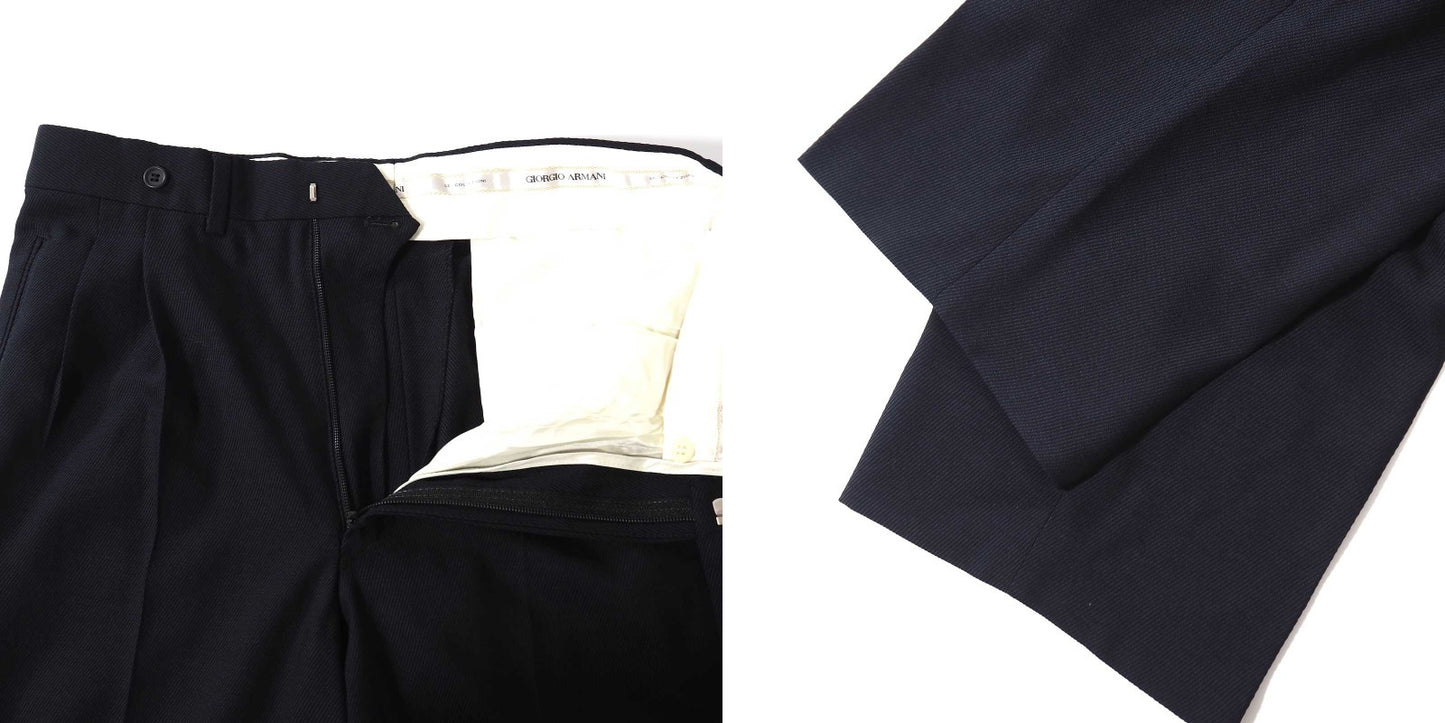美品 ジョルジオアルマーニ Giorgio Armani ヴィンテージ イタリア製 ウールシルク セットアップ スーツ 50 ブラック メンズ 正規品 5-ZJ016