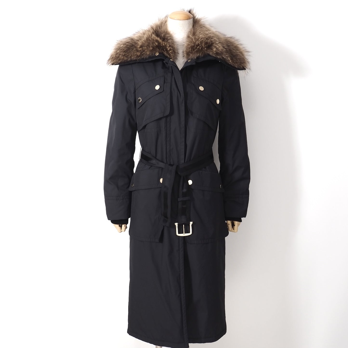 良品 グッチ GUCCI マーモットファー パデッドコート 中綿 38 ブラック レディース 正規品 5-ZJ019