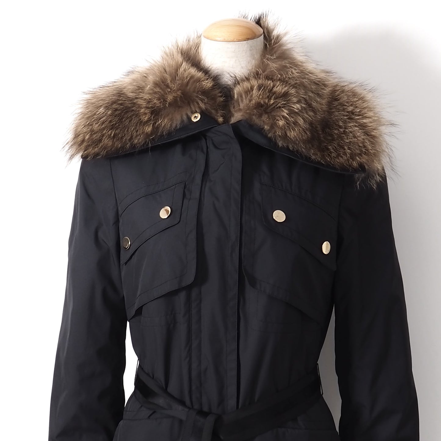 良品 グッチ GUCCI マーモットファー パデッドコート 中綿 38 ブラック レディース 正規品 5-ZJ019