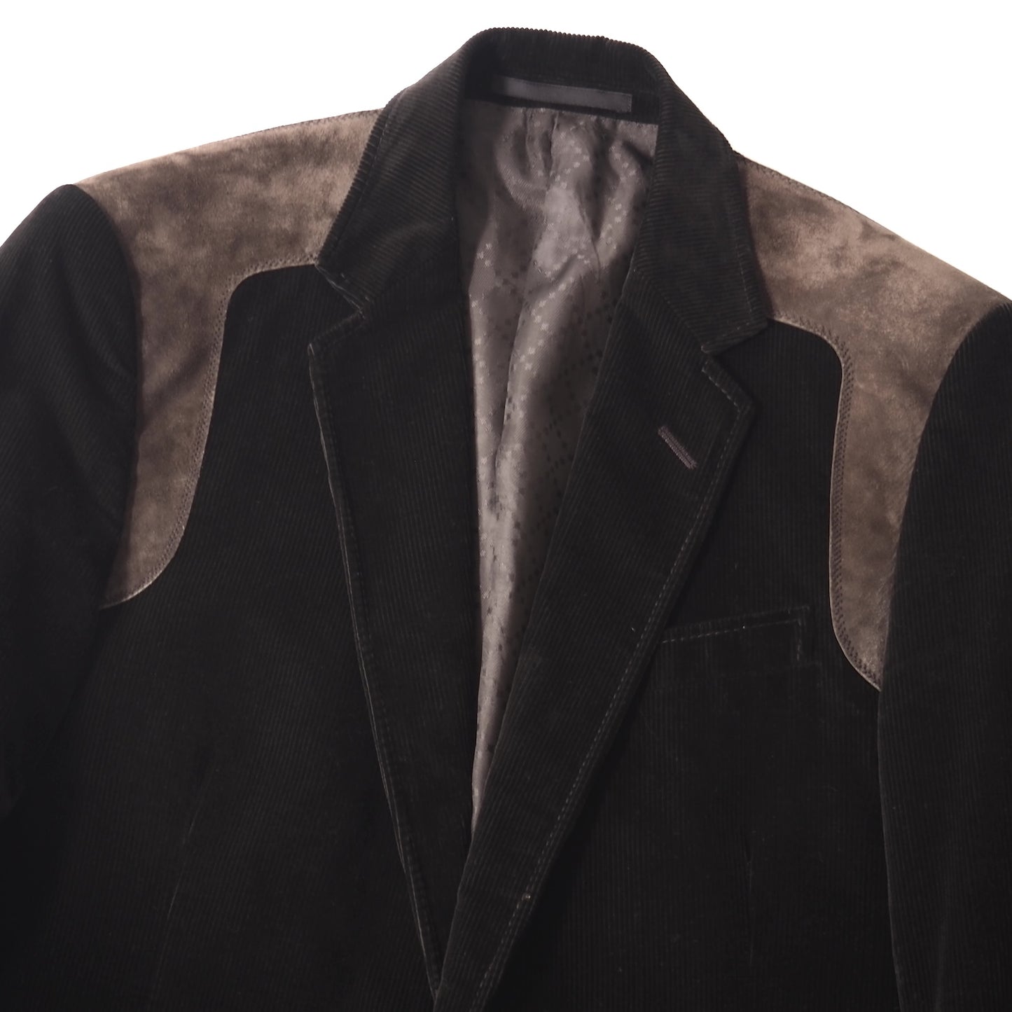 良品 グッチ GUCCI トムフォード期 ショルダー＆エルボー スエードパッチ コーデュロイ テーラード ジャケット 46 ダークブラウン メンズ 正規品 5-ZJ021