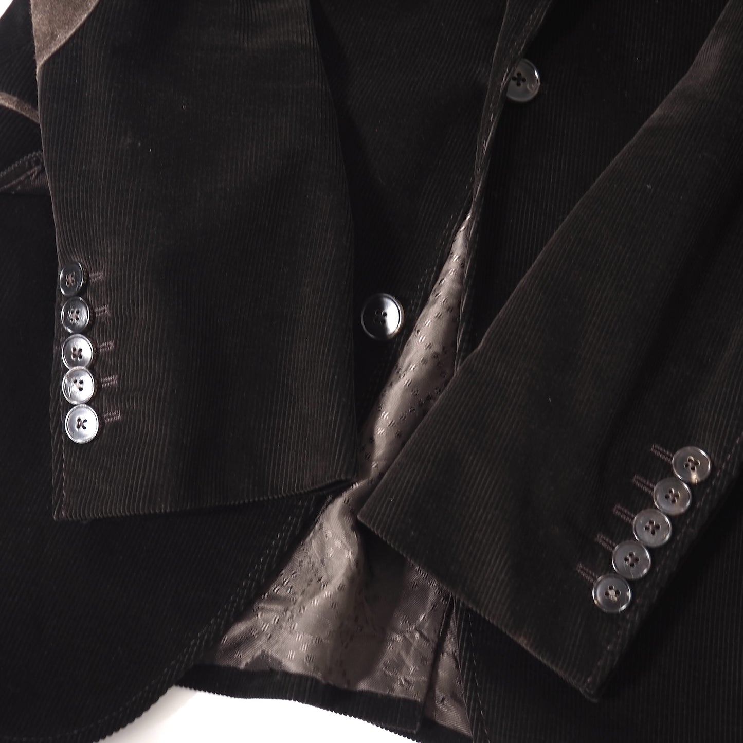 良品 グッチ GUCCI トムフォード期 ショルダー＆エルボー スエードパッチ コーデュロイ テーラード ジャケット 46 ダークブラウン メンズ 正規品 5-ZJ021