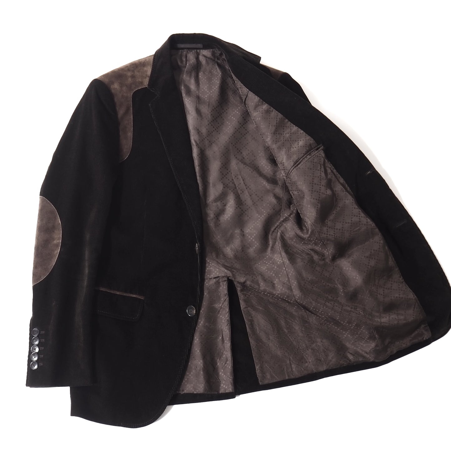 良品 グッチ GUCCI トムフォード期 ショルダー＆エルボー スエードパッチ コーデュロイ テーラード ジャケット 46 ダークブラウン メンズ 正規品 5-ZJ021