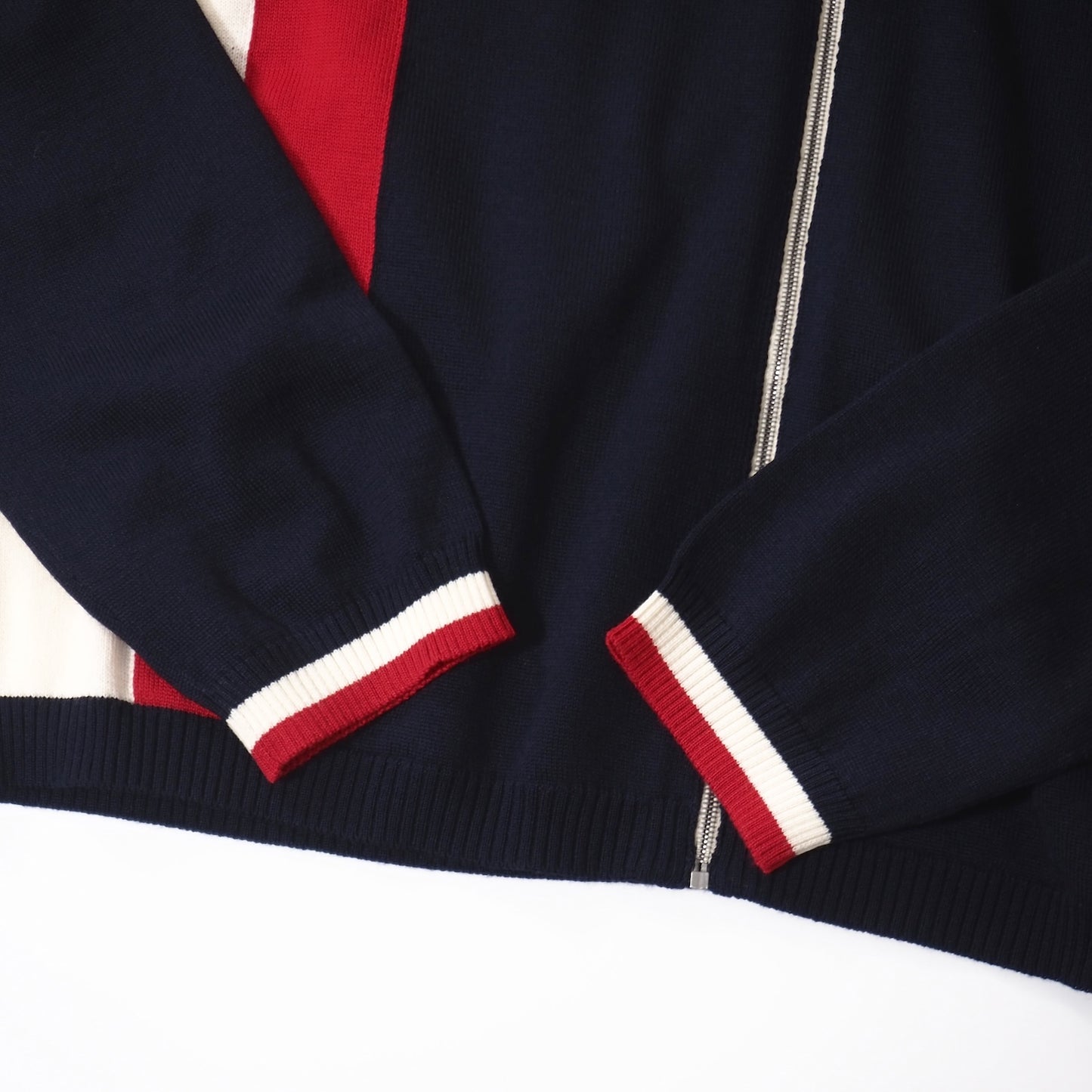 美品 グッチ GUCCI GGワッペン ウール ニット ボンバー ジャケット L ネイビー メンズ 正規品 5-ZJ023
