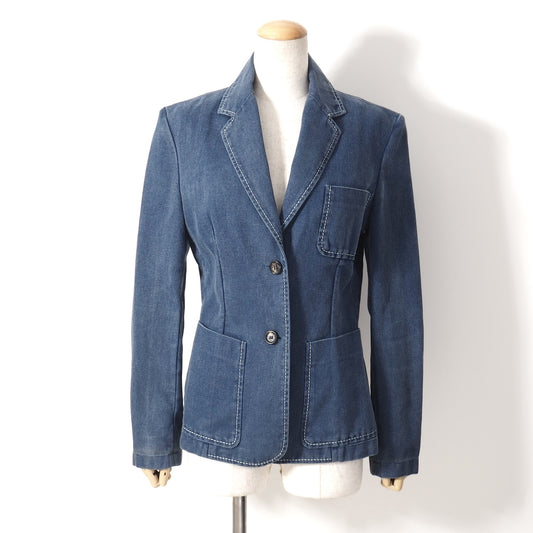 セリーヌ CELINE ヴィンテージ フランス製 コットン ジャケット 38 インディゴ レディース 正規品 5-ZJ024