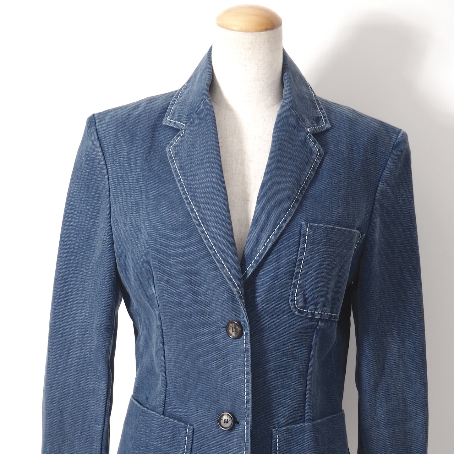 セリーヌ CELINE ヴィンテージ フランス製 コットン ジャケット 38 インディゴ レディース 正規品 5-ZJ024