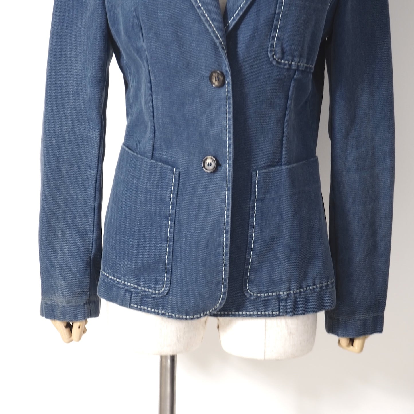 セリーヌ CELINE ヴィンテージ フランス製 コットン ジャケット 38 インディゴ レディース 正規品 5-ZJ024