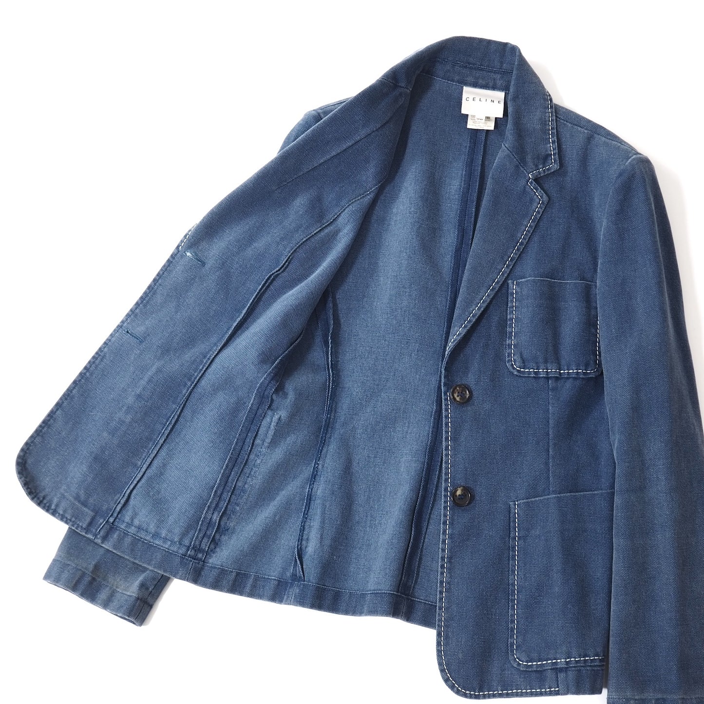 セリーヌ CELINE ヴィンテージ フランス製 コットン ジャケット 38 インディゴ レディース 正規品 5-ZJ024