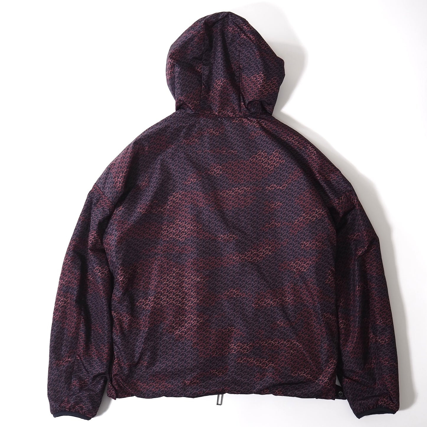 美品 エンポリオアルマーニ EMPORIO ARMANI 20年製 総柄 パデッド ジャケット 中綿 フード付き 54 ネイビー メンズ 正規品 5-ZJ026