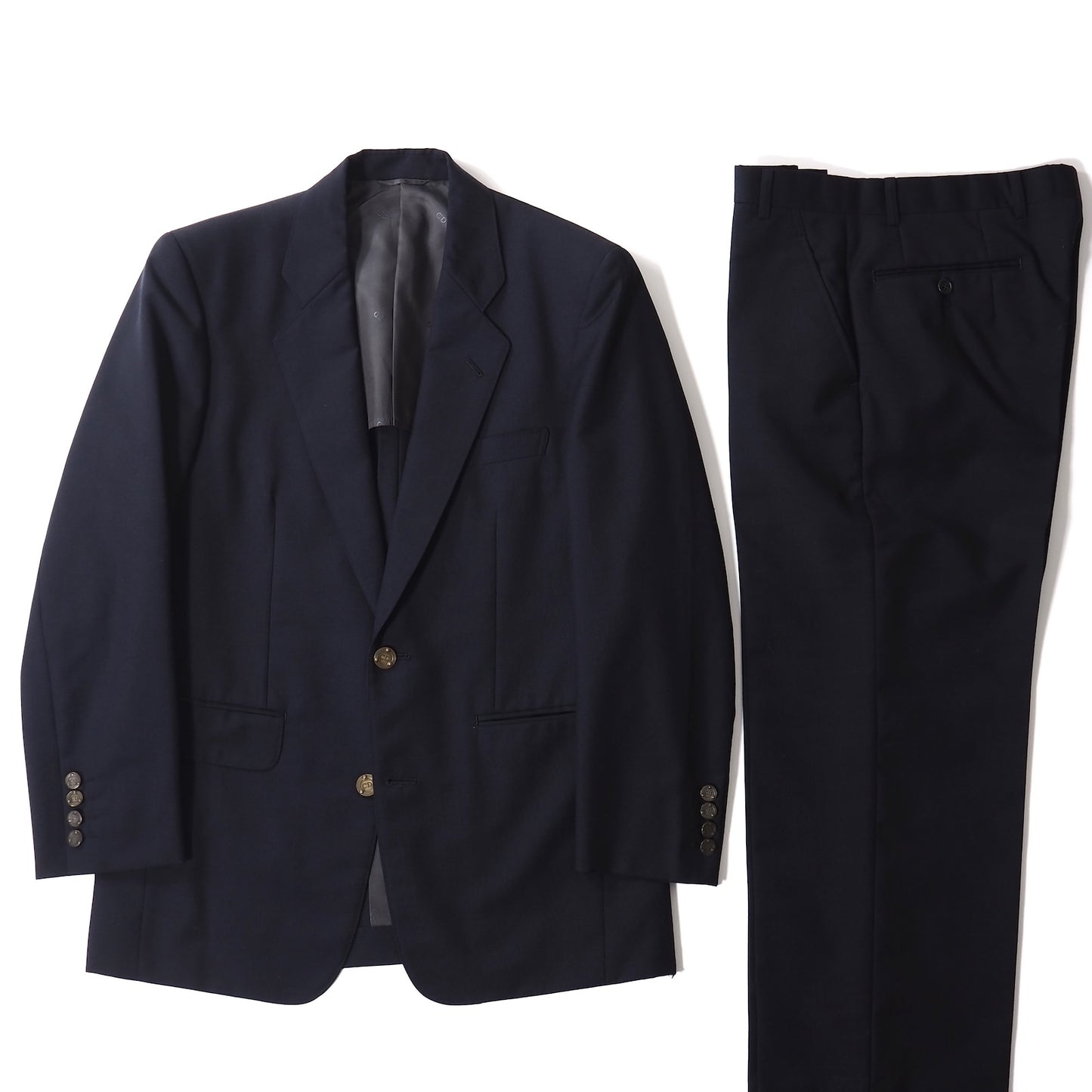 良品 クリスチャンディオール Christian Dior MONSIEUR ヴィンテージ CDロゴボタン ウール モヘア スーツ ジャケット パンツ 80-76-165 ネイビー メンズ 正規品 5-ZJ029