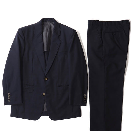 良品 クリスチャンディオール Christian Dior MONSIEUR ヴィンテージ CDロゴボタン ウール モヘア スーツ ジャケット パンツ 80-76-165 ネイビー メンズ 正規品 5-ZJ029