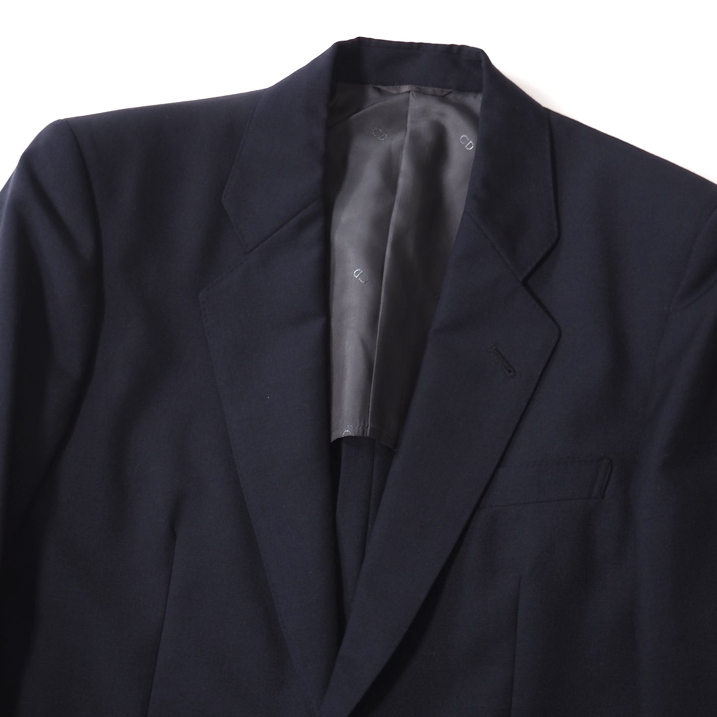 良品 クリスチャンディオール Christian Dior MONSIEUR ヴィンテージ CDロゴボタン ウール モヘア スーツ ジャケット パンツ 80-76-165 ネイビー メンズ 正規品 5-ZJ029