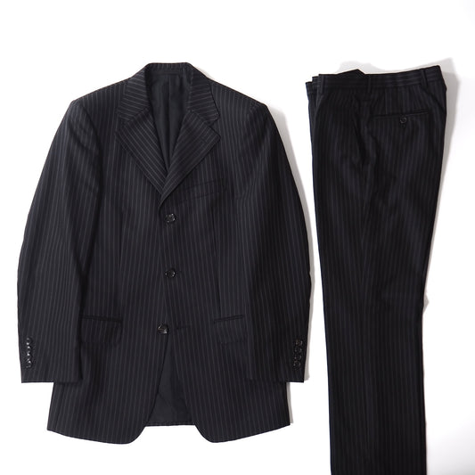 良品 グッチ GUCCI トムフォード期 ウール ストライプ セットアップスーツ 44 ブラック メンズ 正規品 5-ZJ030
