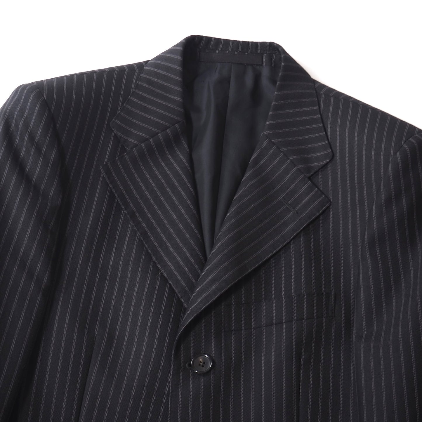 良品 グッチ GUCCI トムフォード期 ウール ストライプ セットアップスーツ 44 ブラック メンズ 正規品 5-ZJ030