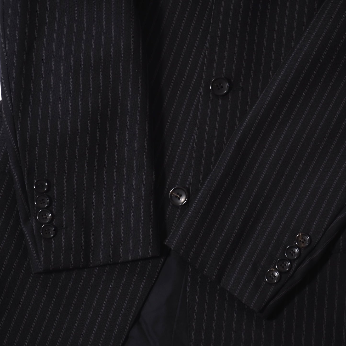 良品 グッチ GUCCI トムフォード期 ウール ストライプ セットアップスーツ 44 ブラック メンズ 正規品 5-ZJ030