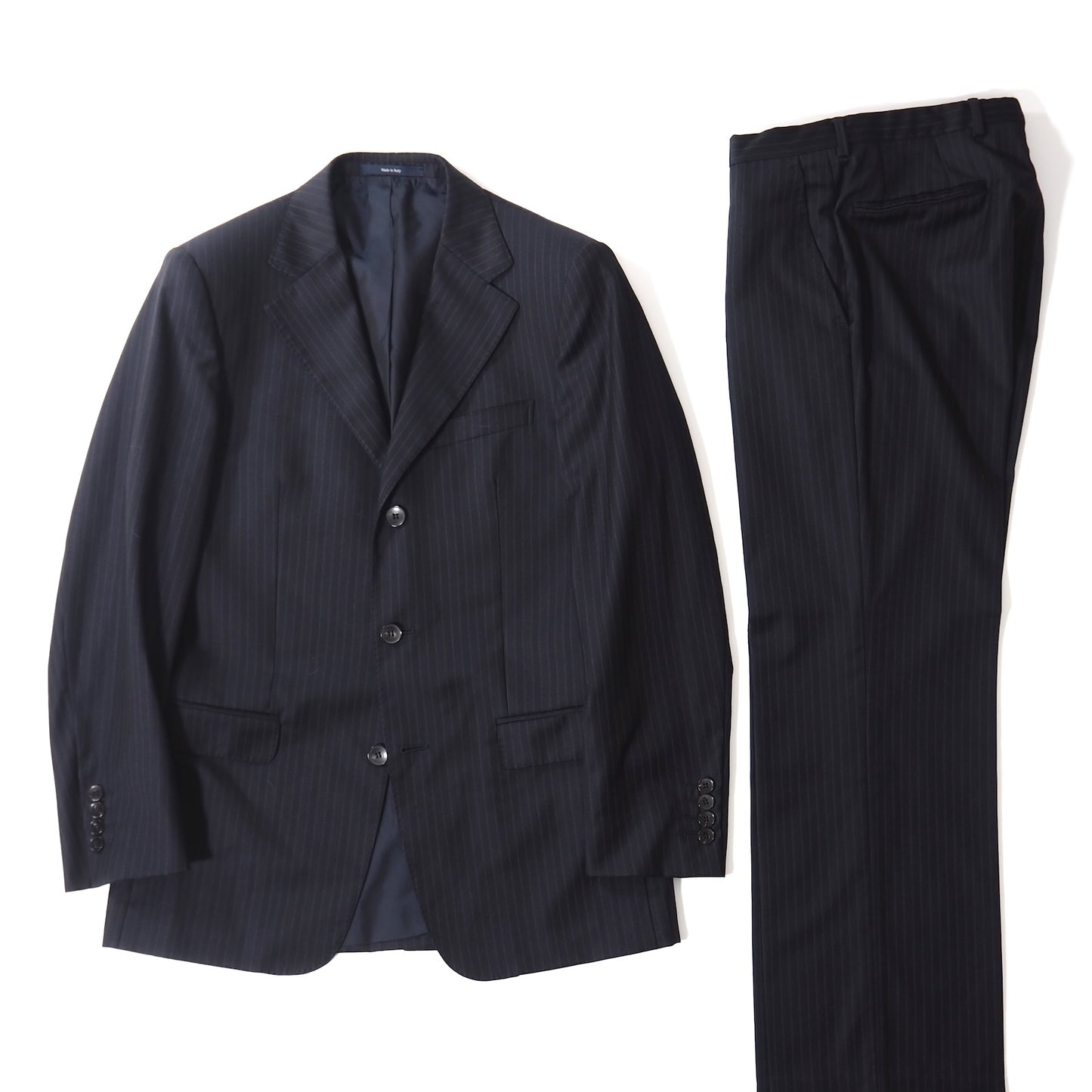 良品 グッチ GUCCI トムフォード期 ウール ストライプ スーツ ジャケット パンツ 46 ブラックー メンズ 正規品 5-ZJ031