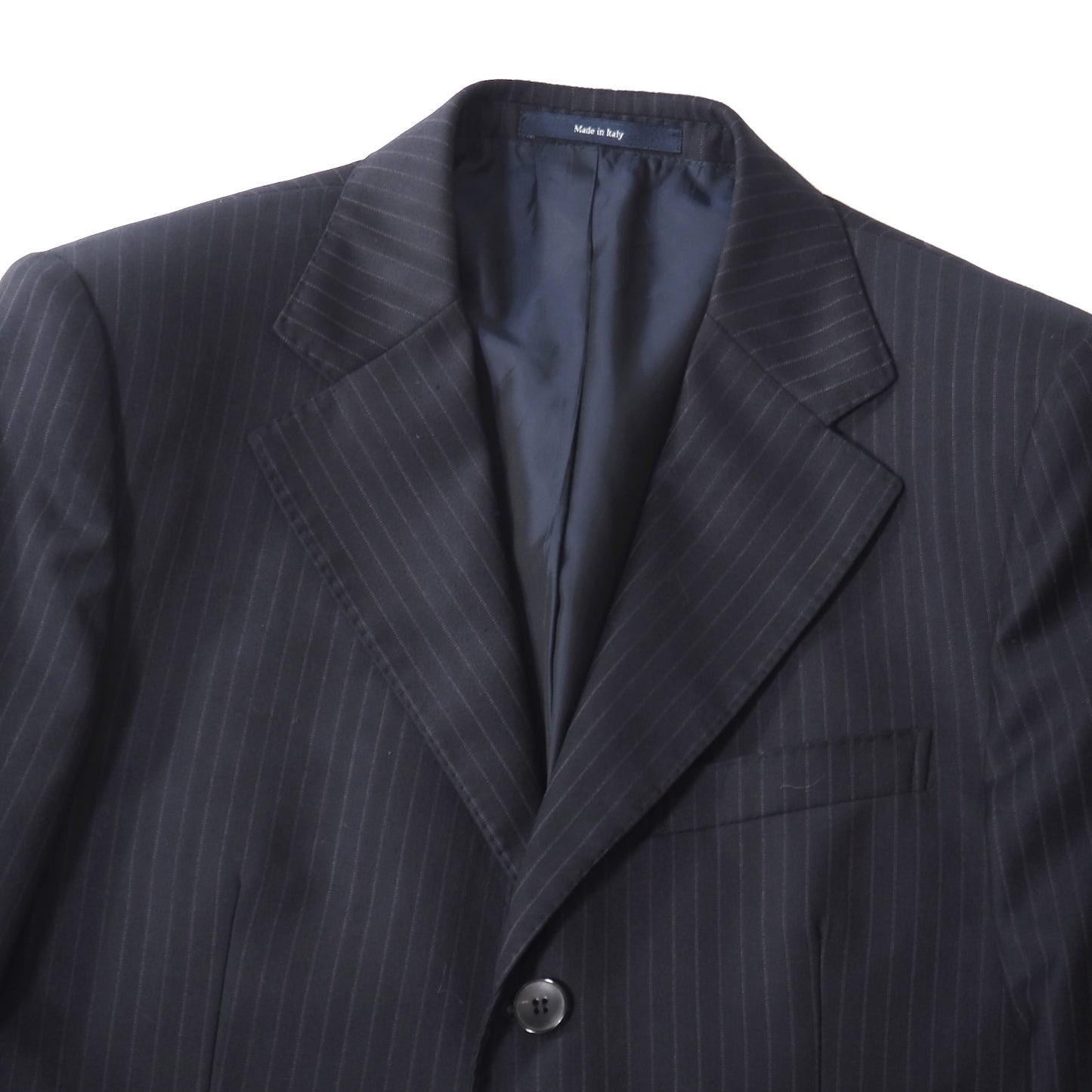 良品 グッチ GUCCI トムフォード期 ウール ストライプ スーツ ジャケット パンツ 46 ブラックー メンズ 正規品 5-ZJ031