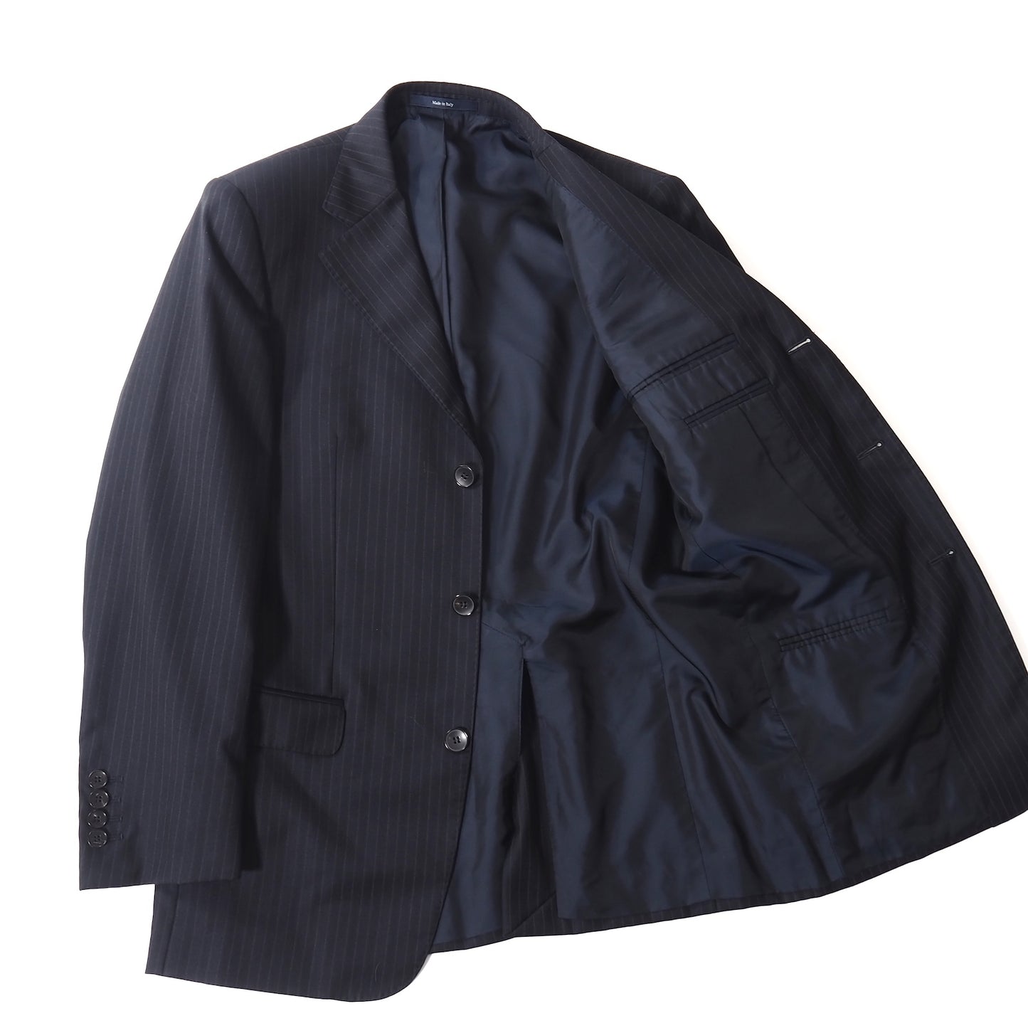 良品 グッチ GUCCI トムフォード期 ウール ストライプ スーツ ジャケット パンツ 46 ブラックー メンズ 正規品 5-ZJ031