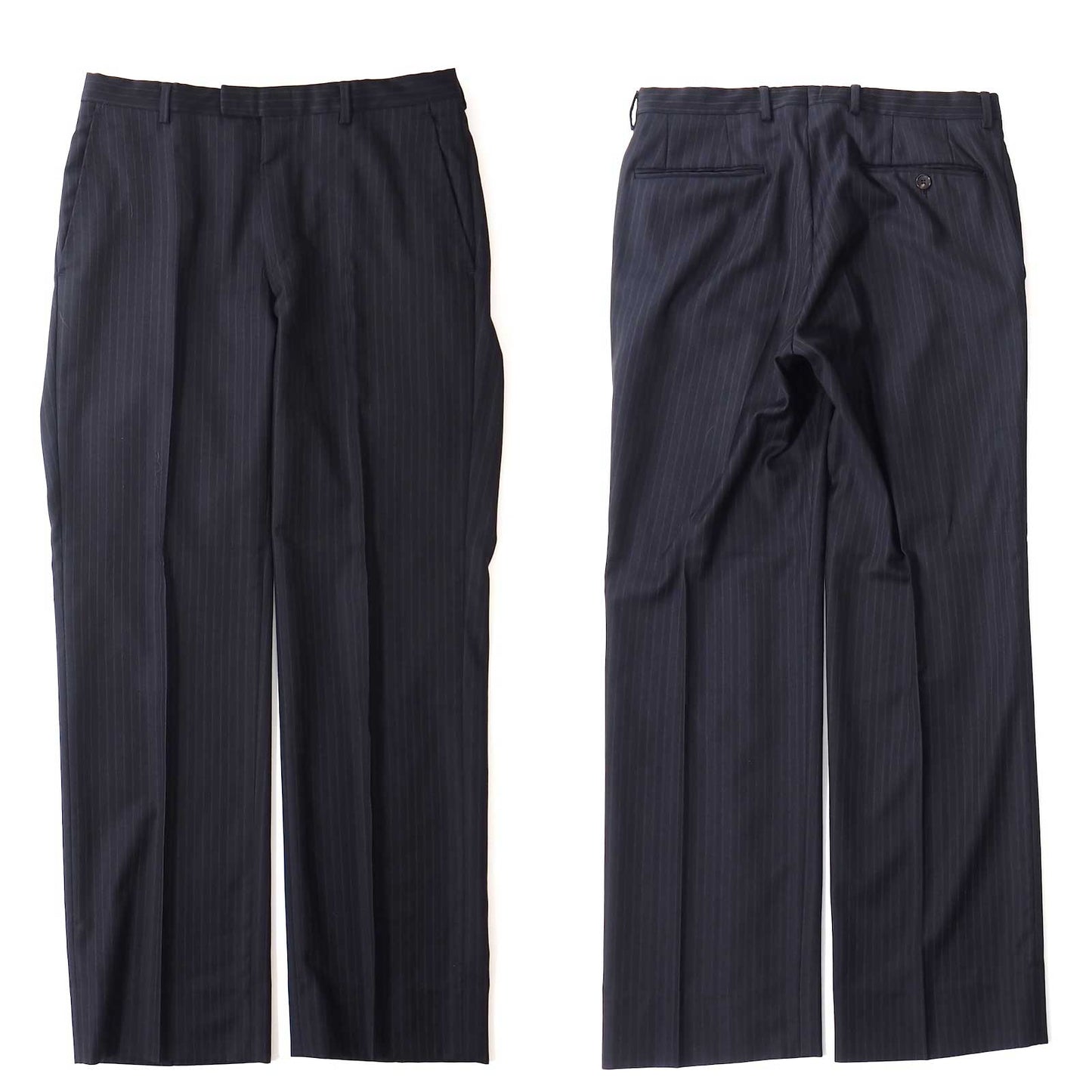 良品 グッチ GUCCI トムフォード期 ウール ストライプ スーツ ジャケット パンツ 46 ブラックー メンズ 正規品 5-ZJ031