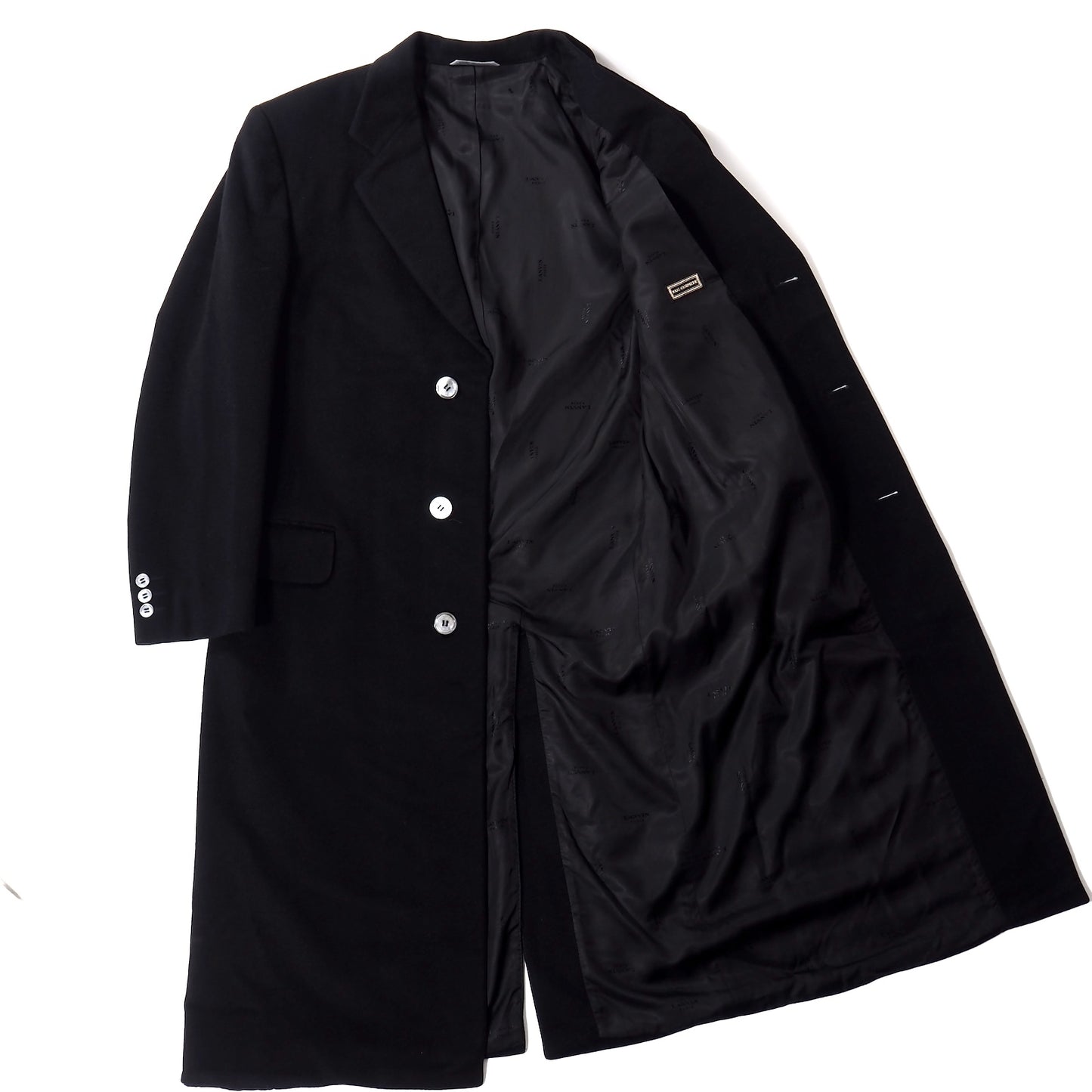 ランバン LANVIN イタリア製 ピュアカシミア チェスター コート 48 ブラック メンズ 正規品 5-ZJ034