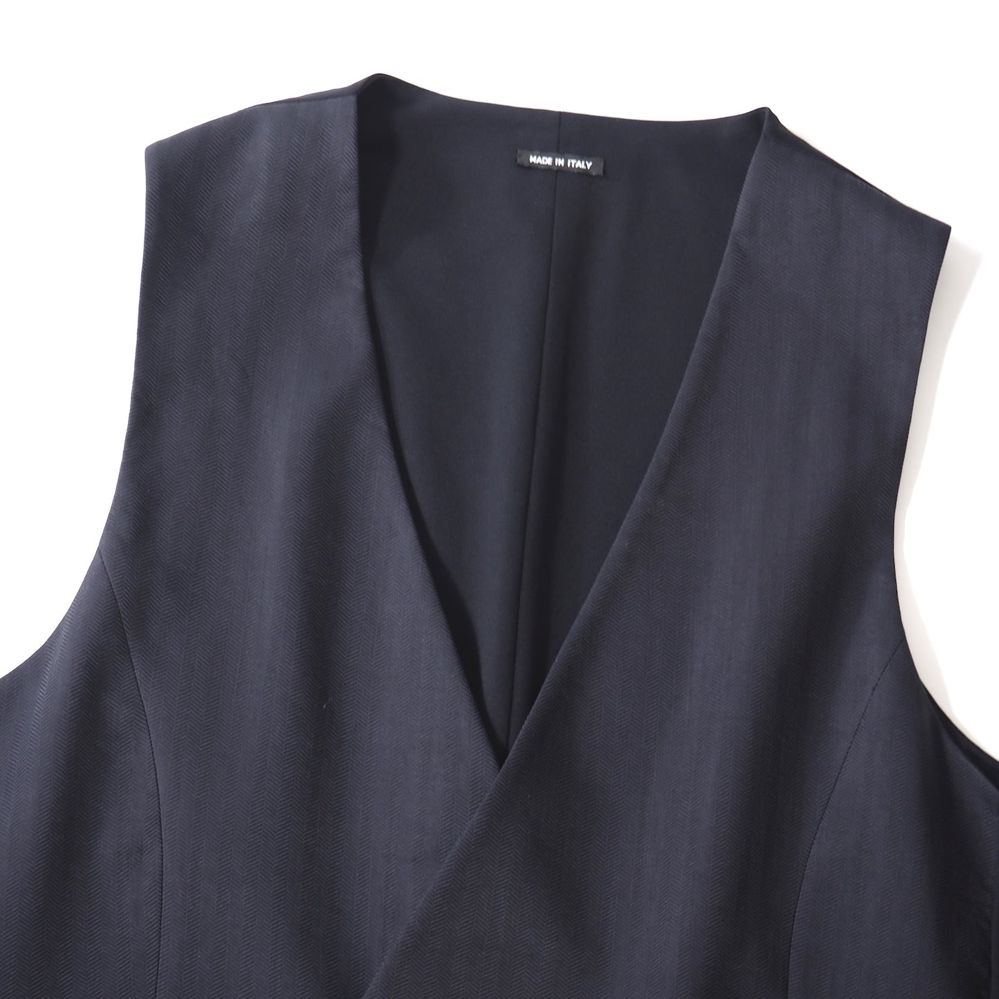 美品 ジョルジオアルマーニ GIORGIO ARMANI イタリア製 タグ付き ヘリンボーン ジレ ベスト 50 ネイビー メンズ 正規品 5-ZJ037