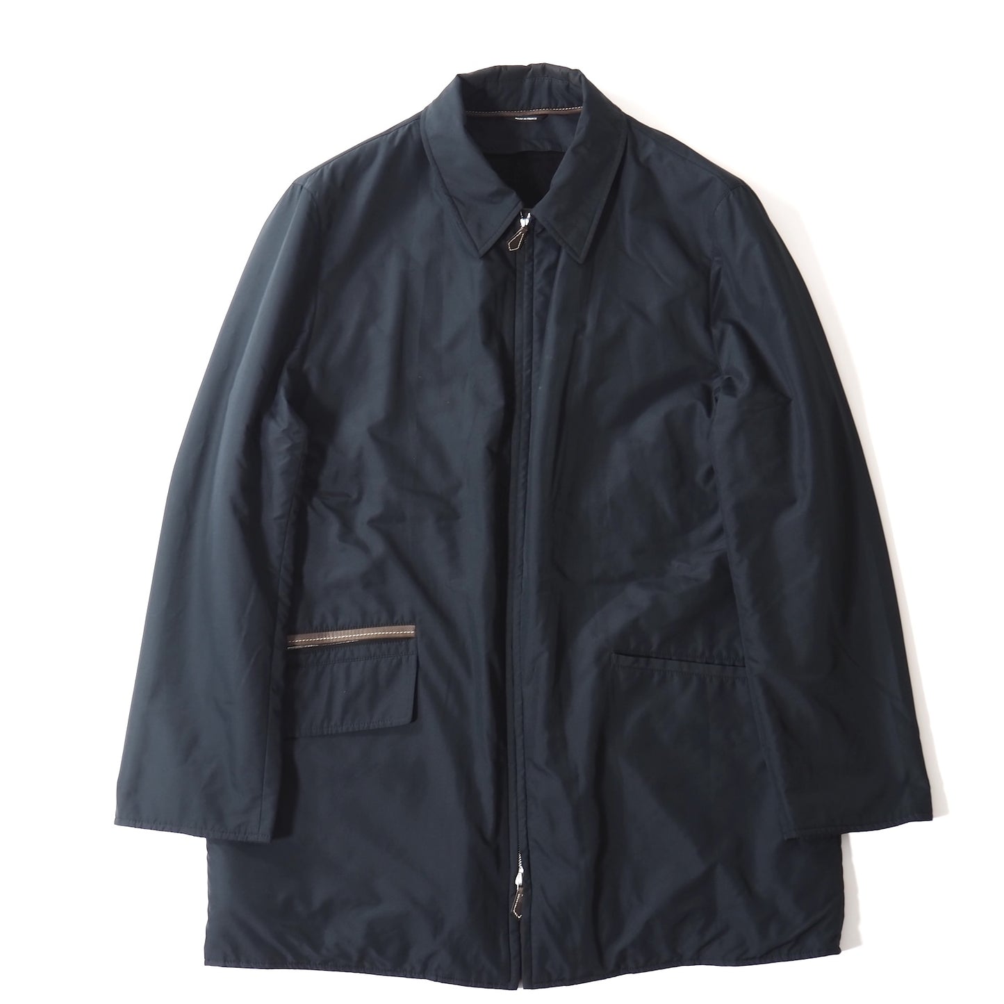 エルメス HERMES ヴィンテージ フランス製 レザーディテール インナー付き ジャケット ブルゾン 52 ダークネイビー メンズ 正規品 5-ZJ039