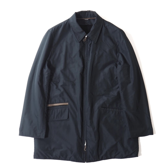 エルメス HERMES ヴィンテージ フランス製 レザーディテール インナー付き ジャケット ブルゾン 52 ダークネイビー メンズ 正規品 5-ZJ039