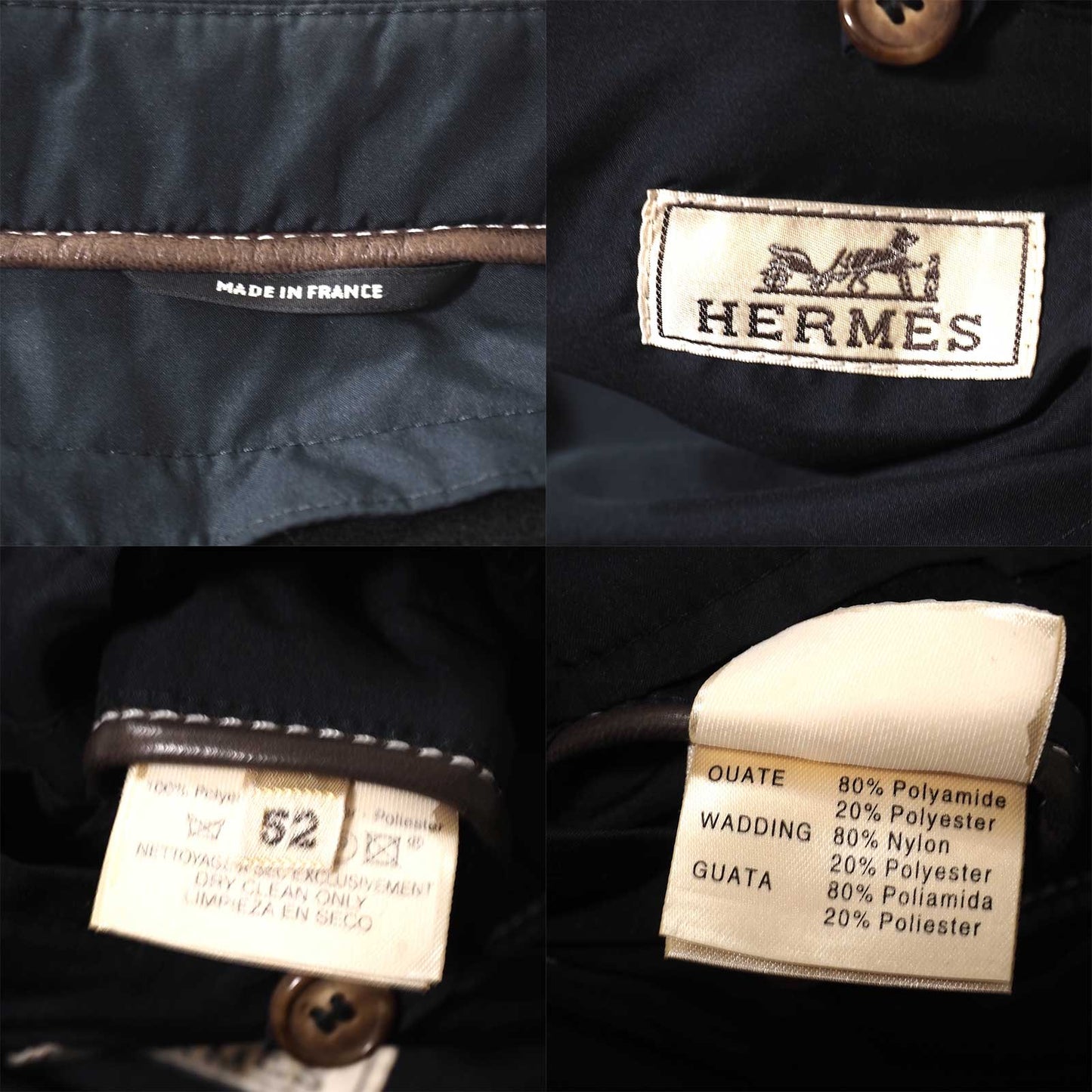 エルメス HERMES ヴィンテージ フランス製 レザーディテール インナー付き ジャケット ブルゾン 52 ダークネイビー メンズ 正規品 5-ZJ039