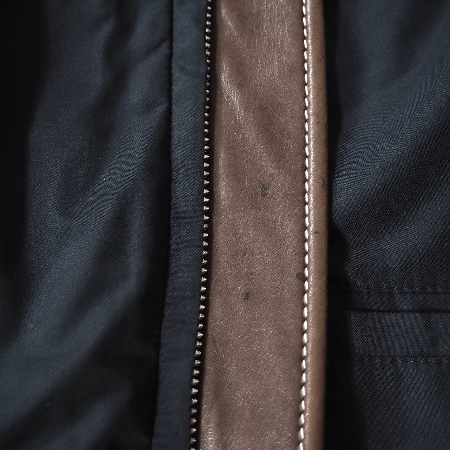 エルメス HERMES ヴィンテージ フランス製 レザーディテール インナー付き ジャケット ブルゾン 52 ダークネイビー メンズ 正規品 5-ZJ039