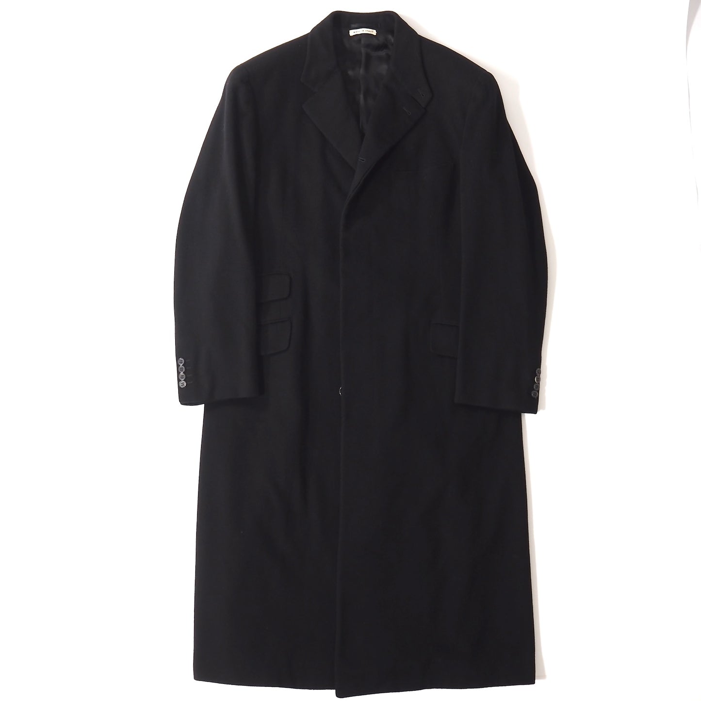 美品 エルメス HERMES イタリア製 ピュアカシミヤ チェスターコート 50 ブラック メンズ 正規品 5-ZJ040