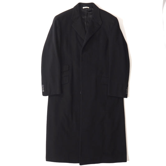 美品 エルメス HERMES イタリア製 ピュアカシミヤ チェスターコート 50 ブラック メンズ 正規品 5-ZJ040